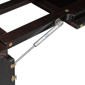 English Elm Full Size Murphy Bed Cabinet with Storage Drawers USB Ports and Panel Front Design Espresso N708S00001P-1