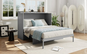 English Elm Queen Murphy Wall Bed Cabinet with Built-in Storage Drawers and Usb Charging Ports Gray N708S10002E
