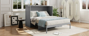 English Elm Queen Murphy Wall Bed Cabinet with Built-in Storage Drawers and Usb Charging Ports Gray N708S10002E