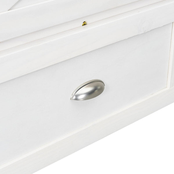 English Elm Queen Murphy Wall Bed Cabinet with Built-in Storage Drawers and Usb Charging Ports White N708S10002K