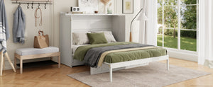 English Elm Queen Murphy Wall Bed Cabinet with Built-in Storage Drawers and Usb Charging Ports White N708S10002K