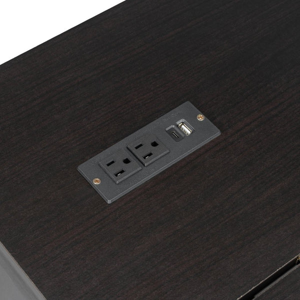 English Elm Queen Murphy Wall Bed Cabinet with Built-in Storage Drawers and Usb Charging Ports Espresso N708S10002P