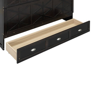 English Elm Queen Murphy Wall Bed Cabinet with Built-in Storage Drawers and Usb Charging Ports Espresso N708S10002P