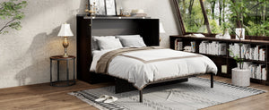 English Elm Queen Murphy Wall Bed Cabinet with Built-in Storage Drawers and Usb Charging Ports Espresso N708S10002P