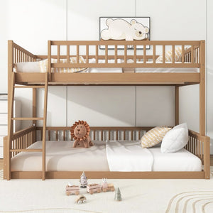 English Elm Full Size Gaming Loft Bed with LED Lights Pegboard Desk and Open Storage Shelving Walnut N7090000450D