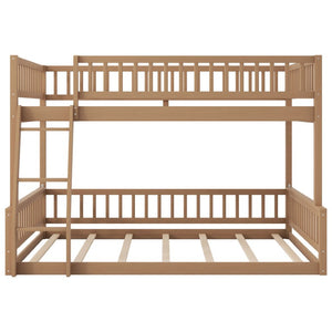 English Elm Full Size Gaming Loft Bed with LED Lights Pegboard Desk and Open Storage Shelving Walnut N7090000450D