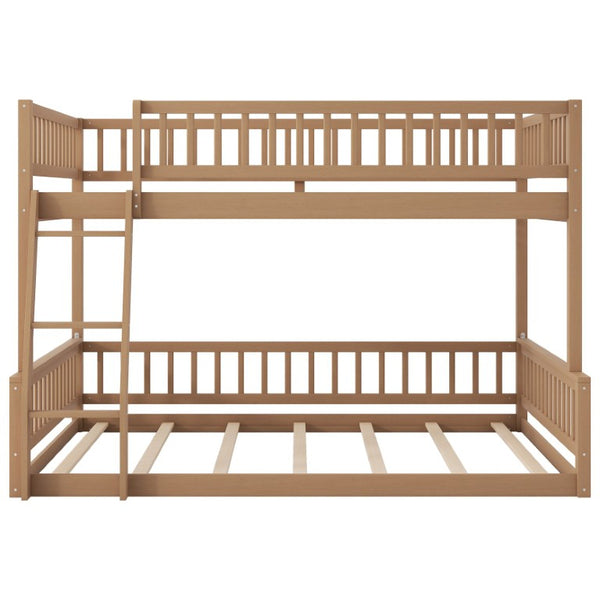 English Elm Full Size Gaming Loft Bed with LED Lights Pegboard Desk and Open Storage Shelving Walnut N7090000450D