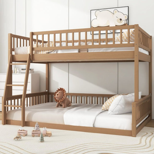 English Elm Full Size Gaming Loft Bed with LED Lights Pegboard Desk and Open Storage Shelving Walnut N7090000450D