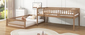 English Elm Full Size Gaming Loft Bed with LED Lights Pegboard Desk and Open Storage Shelving Walnut N7090000450D