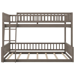 English Elm Full Size Gaming Loft Bed with LED Lights Pegboard Desk and Open Storage Shelving Gray N7090000450E