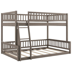 English Elm Full Size Gaming Loft Bed with LED Lights Pegboard Desk and Open Storage Shelving Gray N7090000450E