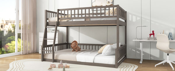 English Elm Full Size Gaming Loft Bed with LED Lights Pegboard Desk and Open Storage Shelving Gray N7090000450E