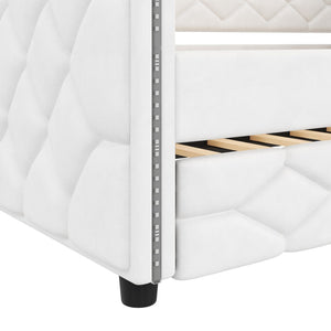 English Elm Full Xl Tufted Pu Leather Daybed with Trundle and App Controlled Led Lighting N7090000611K