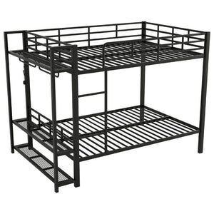 English Elm Full Over Metal Bunk Bed with LED Lighting Mesh Shelves and Hooks for Kids N7090000667B-1