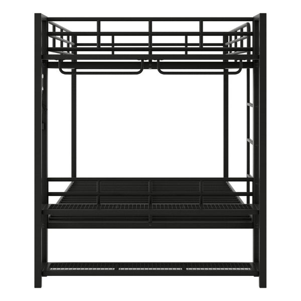 English Elm Full Over Metal Bunk Bed with LED Lighting Mesh Shelves and Hooks for Kids N7090000667B-1
