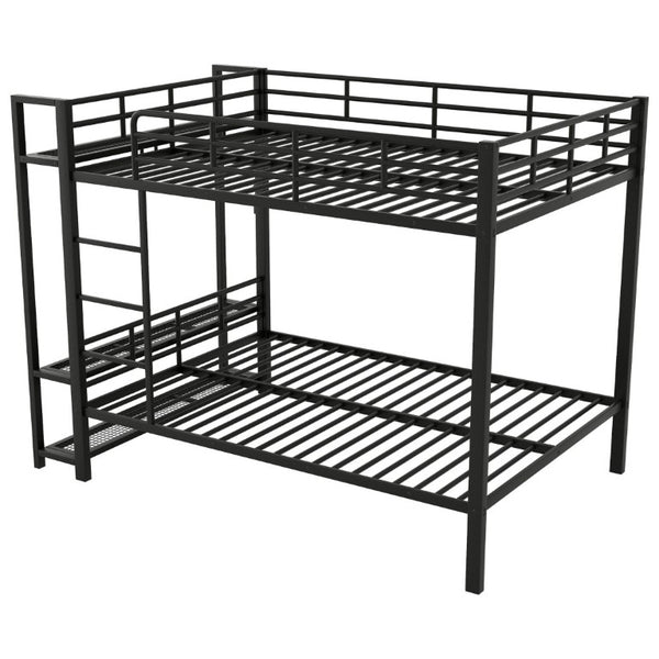 English Elm Full Over Metal Bunk Bed with LED Lighting Mesh Shelves and Hooks for Kids N7090000667B-1