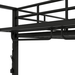 English Elm Full Over Metal Bunk Bed with LED Lighting Mesh Shelves and Hooks for Kids N7090000667B-1