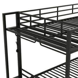 English Elm Full Over Metal Bunk Bed with LED Lighting Mesh Shelves and Hooks for Kids N7090000667B-1
