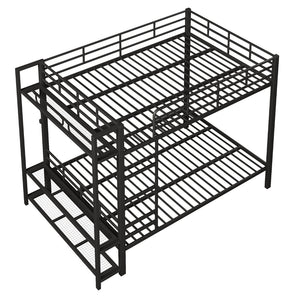 English Elm Queen Over Metal Bunk Bed with Led Lighting Mesh Shelves and Storage Hooks N7090000668B