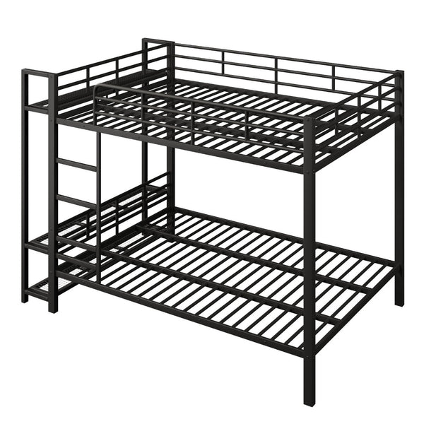 English Elm Queen Over Metal Bunk Bed with Led Lighting Mesh Shelves and Storage Hooks N7090000668B