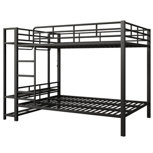 English Elm Queen Over Metal Bunk Bed with Led Lighting Mesh Shelves and Storage Hooks N7090000668B