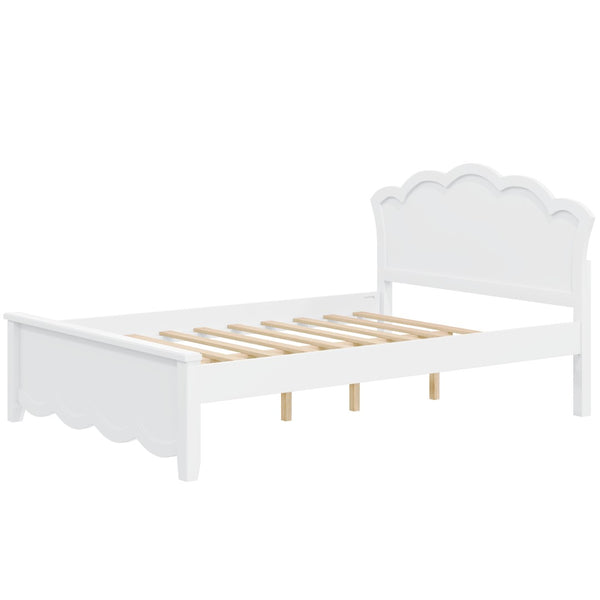 English Elm Full Pine Platform Bed Contoured Headboard Footboard White Finish Minimalist Bedroom N7090000740K