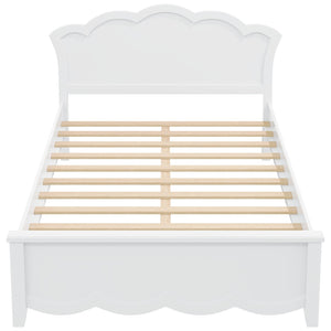 English Elm Full Pine Platform Bed Contoured Headboard Footboard White Finish Minimalist Bedroom N7090000740K
