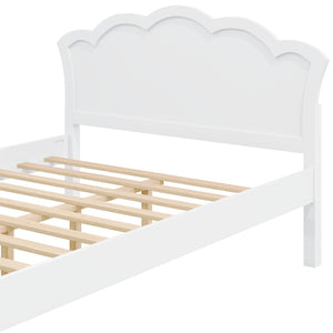English Elm Full Pine Platform Bed Contoured Headboard Footboard White Finish Minimalist Bedroom N7090000740K