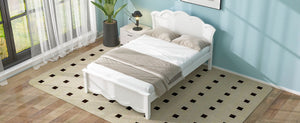 English Elm Full Pine Platform Bed Contoured Headboard Footboard White Finish Minimalist Bedroom N7090000740K