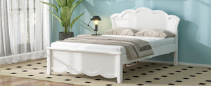English Elm Full Pine Platform Bed Contoured Headboard Footboard White Finish Minimalist Bedroom N7090000740K