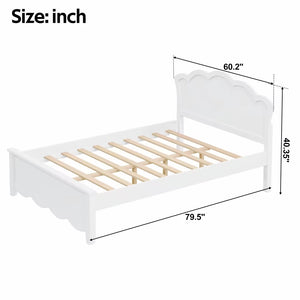 English Elm Full Pine Platform Bed Contoured Headboard Footboard White Finish Minimalist Bedroom N7090000740K