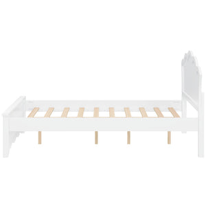 English Elm Full Pine Platform Bed Contoured Headboard Footboard White Finish Minimalist Bedroom N7090000740K