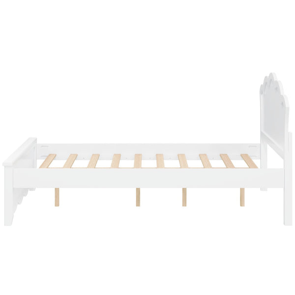 English Elm Full Pine Platform Bed Contoured Headboard Footboard White Finish Minimalist Bedroom N7090000740K