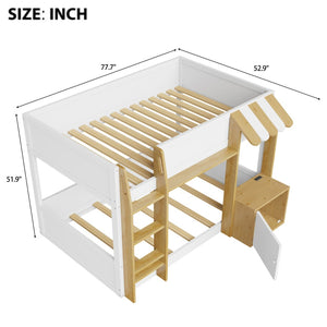 English Elm Twin Over Bunk Bed with Desk Storage Usb Ports Solid Wood Kids Bedroom Frame N7090002251K