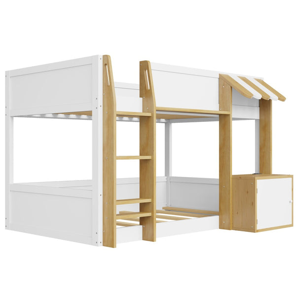 English Elm Twin Over Bunk Bed with Desk Storage Usb Ports Solid Wood Kids Bedroom Frame N7090002251K
