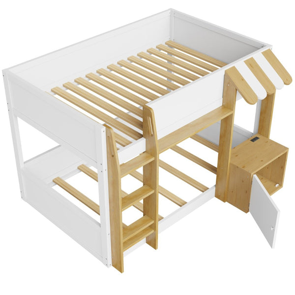 English Elm Twin Over Bunk Bed with Desk Storage Usb Ports Solid Wood Kids Bedroom Frame N7090002251K