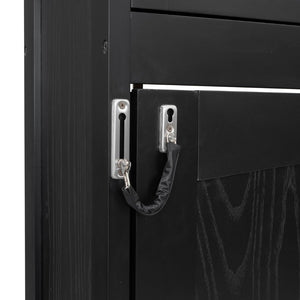 English Elm Full Murphy Bed Pine Wood Cabinet with X Panel Detail for Studio Apartments Black N7090004009B-1