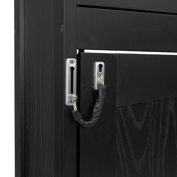 English Elm Queen Murphy Bed with Pine Frame and Upper Cabinets for Studio or Guest Room Black N7090004029B