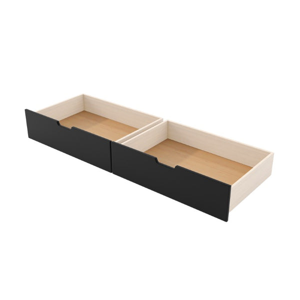 English Elm L-Shaped Triple Bunk Bed with Gaming Desks Pegboard LED Charging and Storage Drawers Black N7090004941B