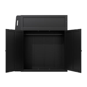 English Elm Full Size High Loft Bed with Integrated Desk LED Lighting Wardrobe and Stair Shelving N7090005053B