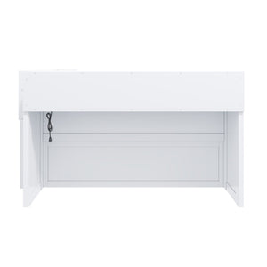 English Elm Full Size Storage Daybed with Side Cabinets Shoe Rack and Built-in Usb Charging White N7090005103K