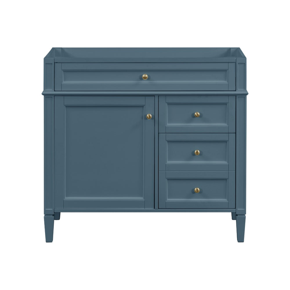 English Elm 36 Inch Bathroom Vanity Base Solid Rubberwood Cabinet with 3 Drawers Modern Style N710P186084M