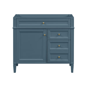 English Elm 36 Inch Bathroom Vanity Base Solid Rubberwood Cabinet with 3 Drawers Modern Style N710P186084M