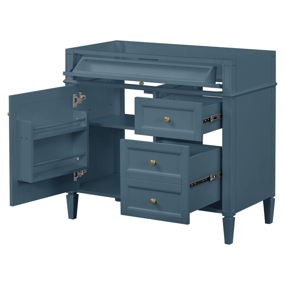 English Elm 36 Inch Bathroom Vanity Base Solid Rubberwood Cabinet with 3 Drawers Modern Style N710P186084M