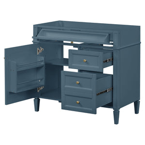 English Elm 36 Inch Bathroom Vanity Base Solid Rubberwood Cabinet with 3 Drawers Modern Style N710P186084M