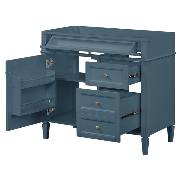 English Elm 36 Inch Bathroom Vanity Base Solid Rubberwood Cabinet with 3 Drawers Modern Style N710P186084M