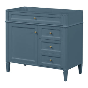 English Elm 36 Inch Bathroom Vanity Base Solid Rubberwood Cabinet with 3 Drawers Modern Style N710P186084M