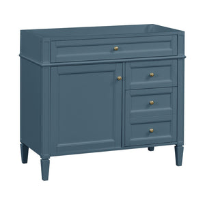 English Elm 36 Inch Bathroom Vanity Base Solid Rubberwood Cabinet with 3 Drawers Modern Style N710P186084M