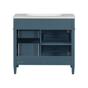 English Elm 36 Inch Bathroom Vanity Base Solid Rubberwood Cabinet with 3 Drawers Modern Style N710P186084M