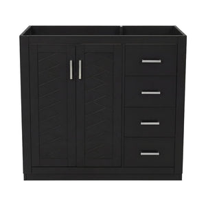 English Elm 36 Inch Freestanding Bathroom Vanity Solid Wood Frame with 3 Drawers and Soft Close Doors Black N710P209940B